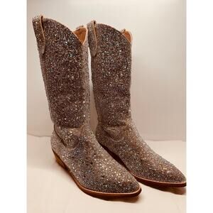 Madden Girl Redford Rhinestone Cowboy/Cowgirl Boots Sequined Size 8